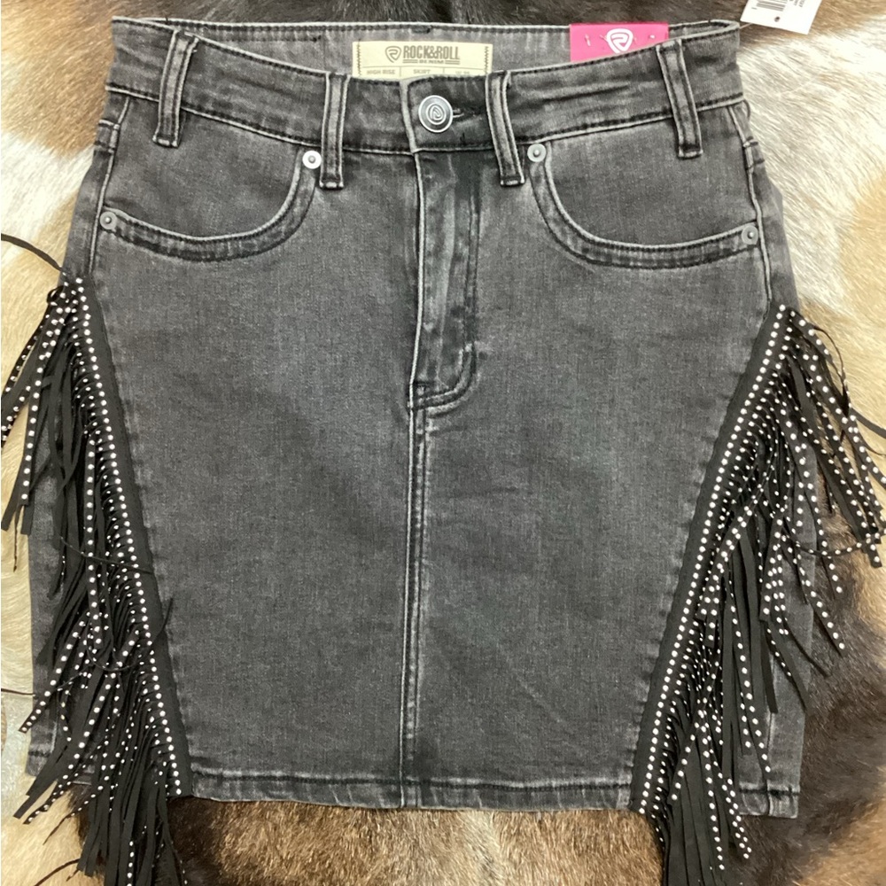 Rock & Roll Ladies Black Fringed Skirt